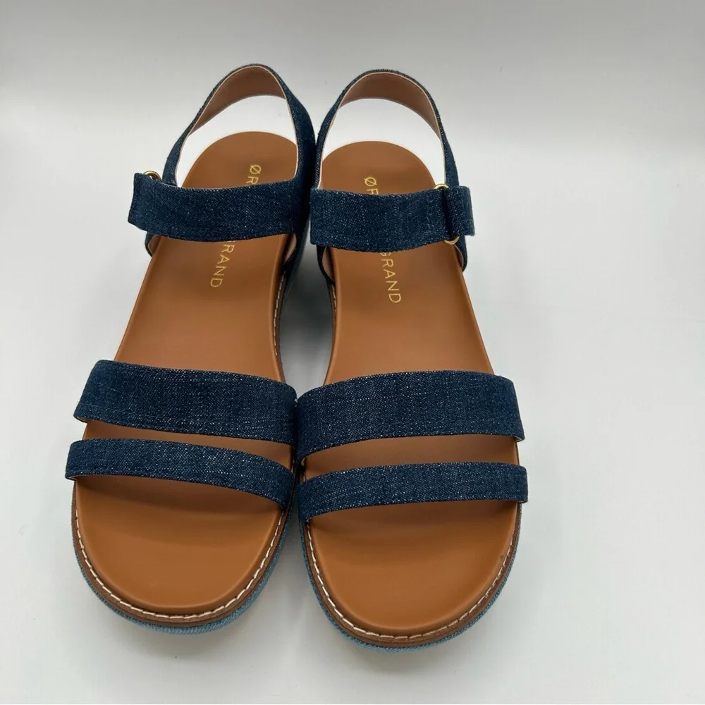 NWB Cole Haan Womens Original grand Peyton Flatform Sandals Multi Denim Size 9.5